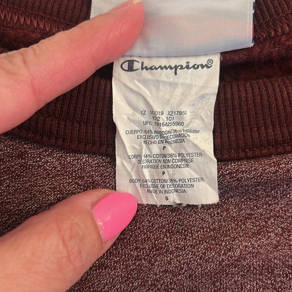 Champion Burgundy Super Soft Crewneck Classic Sweatshirt Size Small - Picture 6 of 6